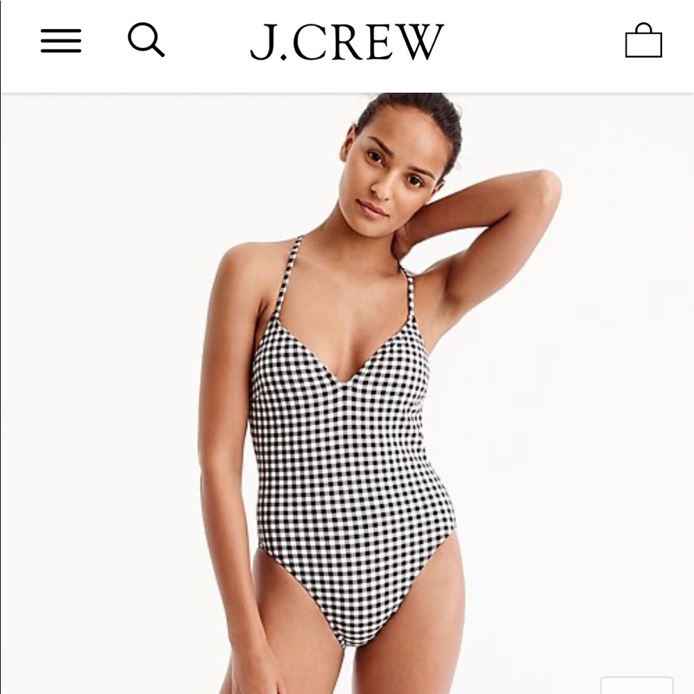 Lace-up back one-piece swimsuit in matte gingham